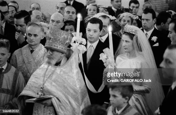Marriage Of Princess Marie-Louise Of Bulgaria With The Count Karl Of Leiningen. Le 21 février 1957 à Cannes, en France, le prince Karl DE LEININGEN...