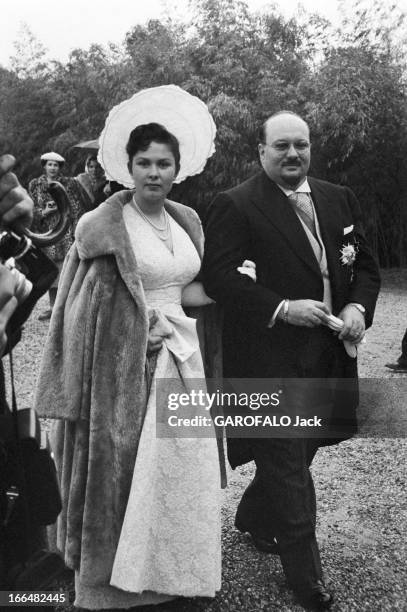 Marriage Of Princess Marie-Louise Of Bulgaria With The Count Karl Of Leiningen. Le 21 février 1957 à Cannes, en France, lors du mariage de la...