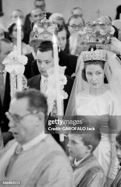 Marriage Of Princess Marie-Louise Of Bulgaria With The Count Karl Of Leiningen. Le 21 février 1957 à Cannes, en France, le prince Karl DE LEININGEN...