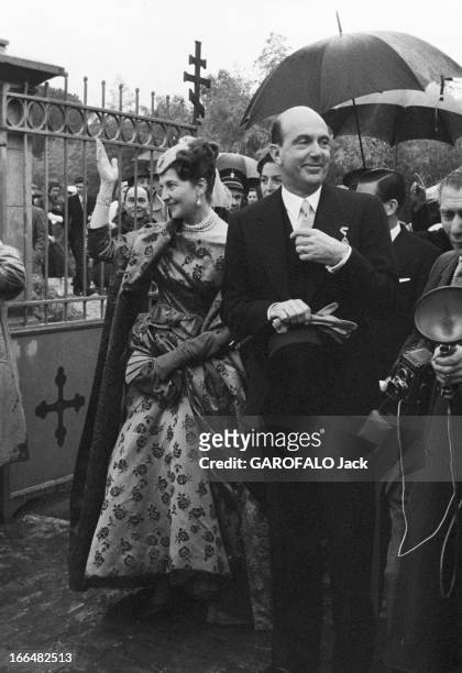 Marriage Of Princess Marie-Louise Of Bulgaria With The Count Karl Of Leiningen. Le 21 février 1957 à Cannes, en France, lors du mariage de la...