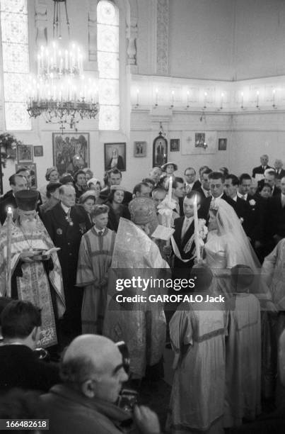 Marriage Of Princess Marie-Louise Of Bulgaria With The Count Karl Of Leiningen. Le 21 février 1957 à Cannes, en France, le prince Karl DE LEININGEN...