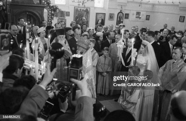 Marriage Of Princess Marie-Louise Of Bulgaria With The Count Karl Of Leiningen. Le 21 février 1957 à Cannes, en France, le prince Karl DE LEININGEN...