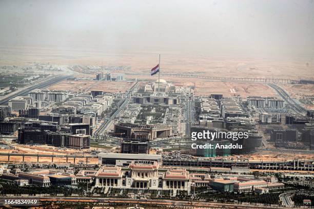 An aerial view of the administrative capital of Egypt, which started to be built in 2015 to solve the population density and traffic congestion in...