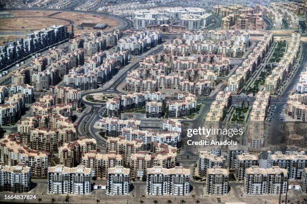 An aerial view of the administrative capital of Egypt, which started to be built in 2015 to solve the population density and traffic congestion in...