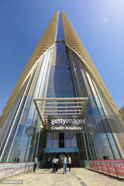 View of the Iconic Tower at the administrative capital of Egypt, which started to be built in 2015 to solve the population density and traffic...