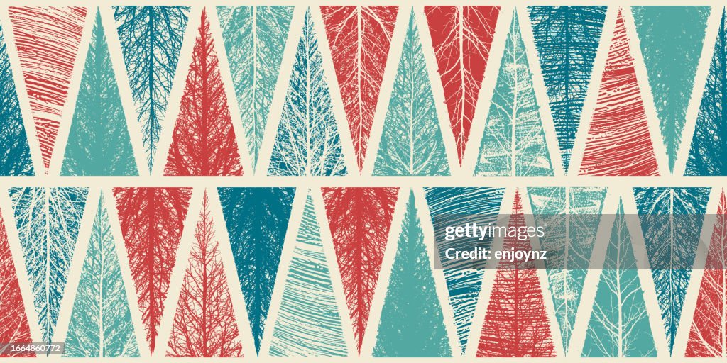 Seamless Christmas trees winter background