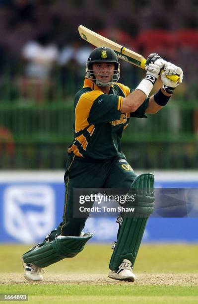 Herschelle Gibbs of South Africa on his way to 116 during the ICC Champions Trophy match between South Africa and Kenya held on September 20, 2002 at...