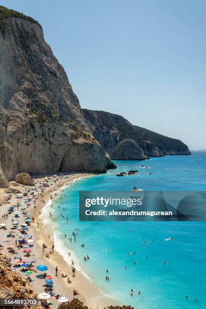 porto katsiki beach - lefkada island stock pictures, royalty-free photos & images