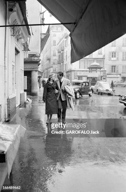 Rendezvous With Magali Christmas And Roberto Risso. France février 1957, Cote d'azur, Nice et Menton : les deux acteurs Magali NOEL et Roberto RISSO...