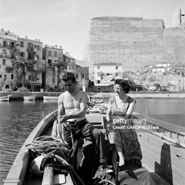 Corsican-English Wedding. Corse- Avril, mai 1953- Jane STEWART-LIBERTRY qui héritera d'une fortune de174.000 livres a épousé le 18 Mars 1953,...