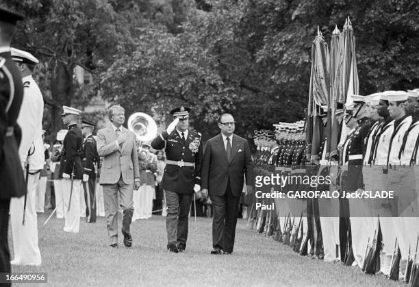 Official Travel Of Raymond Barre And His Wife Eva To Usa. Washington- 18 septembre 1977- Lors de son voyage aux Etats Unis, pour la cérémonie...