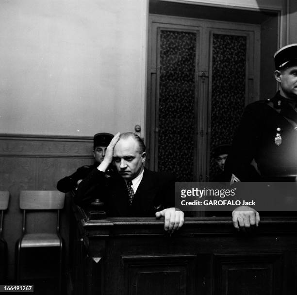 Wilhelm Korpf At His Trial. Paris- Décembre 1953- Au Tribunal Populaire des Forces Armées, lors du procès de Wilhelm KORPF, chef de la Gestapo de...