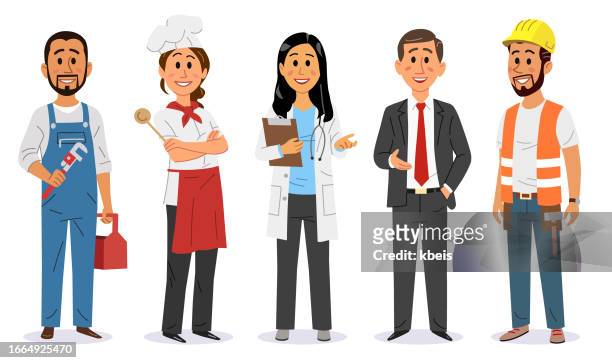 people of different professions - combinations stock illustrations