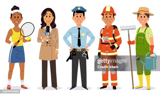 diverse group of people of different professions - combinations stock illustrations