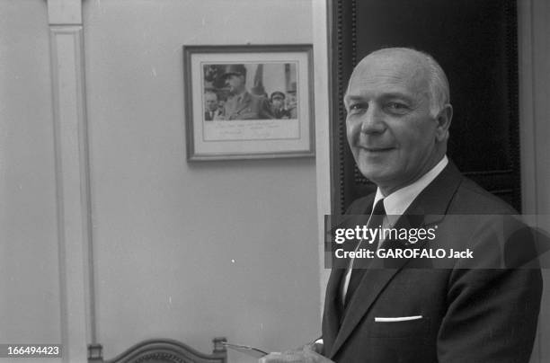 Meeting Achilles Peretti. France, Neuilly-sur-Seine, 28 juin 1967, l'homme politique français Achille PERETTI, membre de l'UNR est le maire de la...