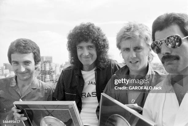 Concert Of The Band Queen. Argentine, 5 mars 1981, le groupe de rock anglais QUEEN, en tournée en Amérique du Sud, donne un concert au stade de Mar...