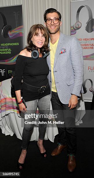 Actress Kate Linder and Director/Creative & Brand Strategy Flips Audio Luigi Tartara attend the Flips Audio MTV Awards Secret Room gifting suite at...