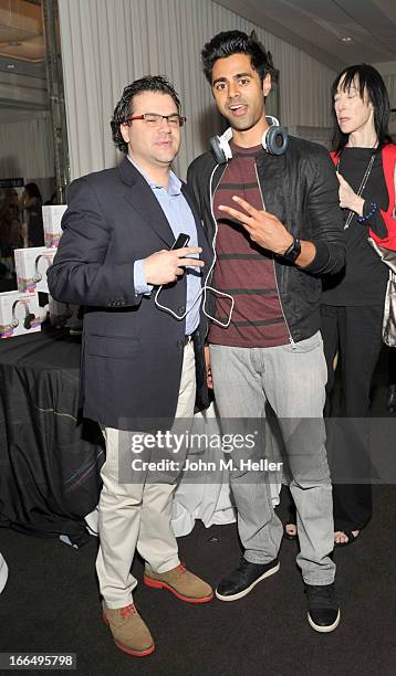 Director Creative & Brand Strategy Flips Audio Luigi Tartara and commedian Hasan Minhaj attend the Flips Audio MTV Awards Secret Room gifting suite...