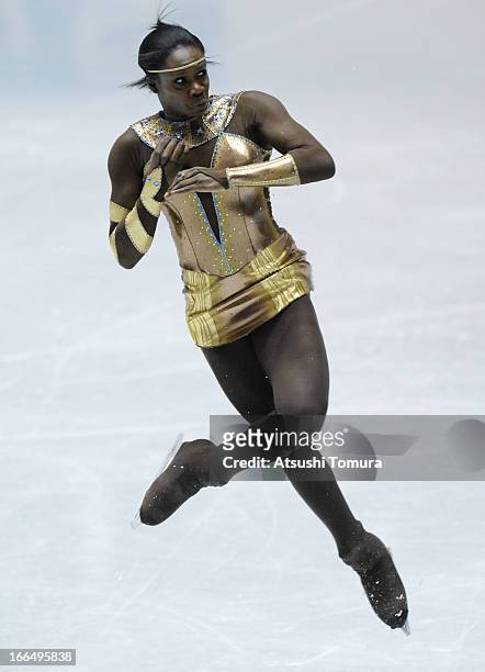 Mae Berenice Meite of France competes in the ladies's free skating during day three of the ISU World Team Trophy at Yoyogi National Gymnasium on...