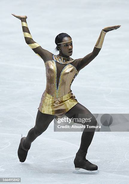 Mae Berenice Meite of France competes in the ladies's free skating during day three of the ISU World Team Trophy at Yoyogi National Gymnasium on...