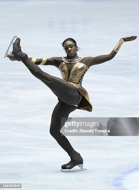 Mae Berenice Meite of France competes in the ladies's free skating during day three of the ISU World Team Trophy at Yoyogi National Gymnasium on...