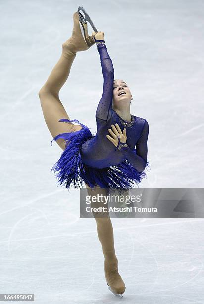Adelina Sotonikova of Russia competes in the ladies's free skating during day three of the ISU World Team Trophy at Yoyogi National Gymnasium on...