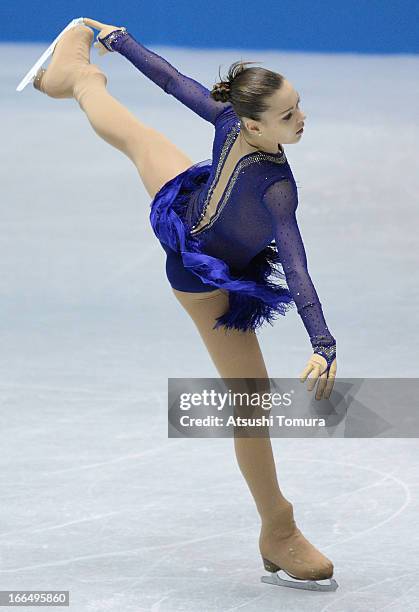 Adelina Sotonikova of Russia competes in the ladies's free skating during day three of the ISU World Team Trophy at Yoyogi National Gymnasium on...