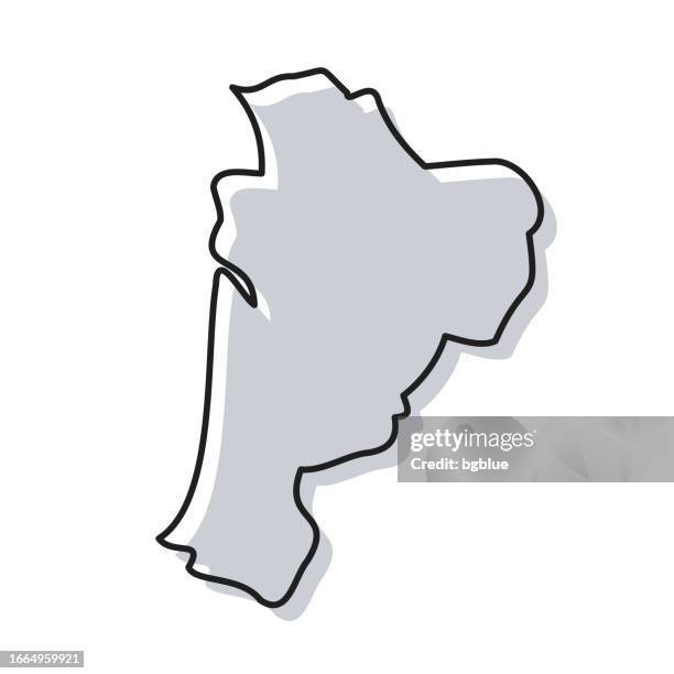 nouvelle-aquitaine map hand drawn on white background - trendy design - bordeaux stock illustrations