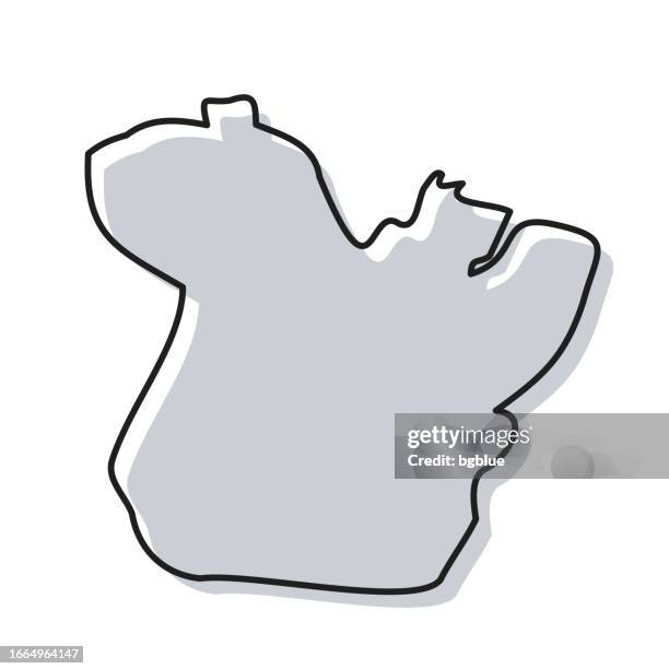 para map hand drawn on white background - trendy design - para state stock illustrations