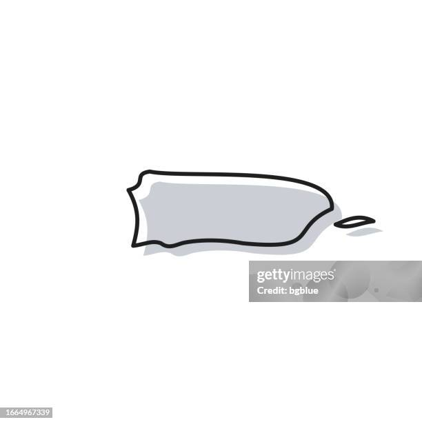 puerto rico map hand drawn on white background - trendy design - puerto rico stock illustrations