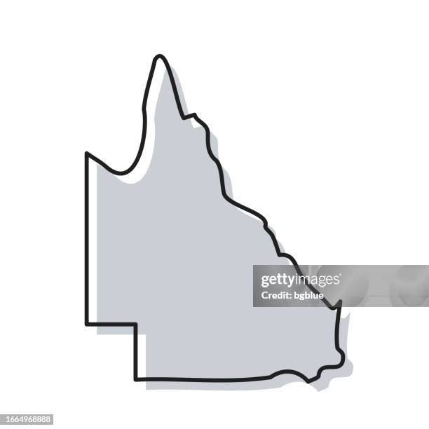 queensland map hand drawn on white background - trendy design - queensland stock illustrations