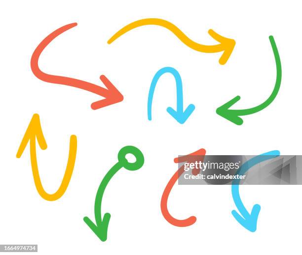 arrow symbols hand drawings - mouse pointer doodle stock illustrations