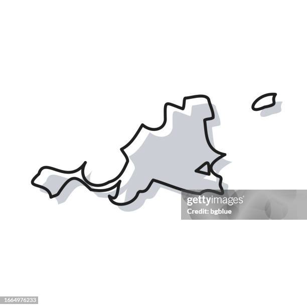 saint-martin map hand drawn on white background - trendy design - marigot stock illustrations