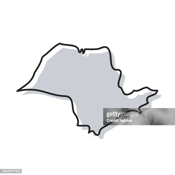 illustrations, cliparts, dessins animés et icônes de carte de sao paulo dessiné à la main sur fond blanc - design tendance - são paulo