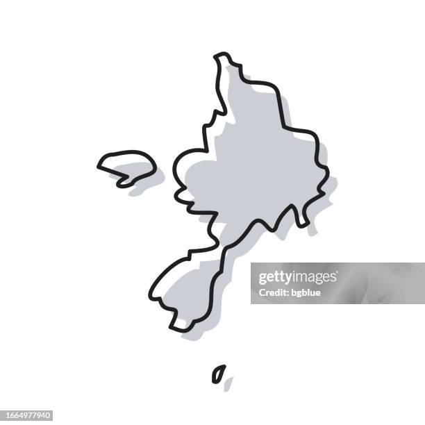 sark map hand drawn on white background - trendy design - sark stock illustrations