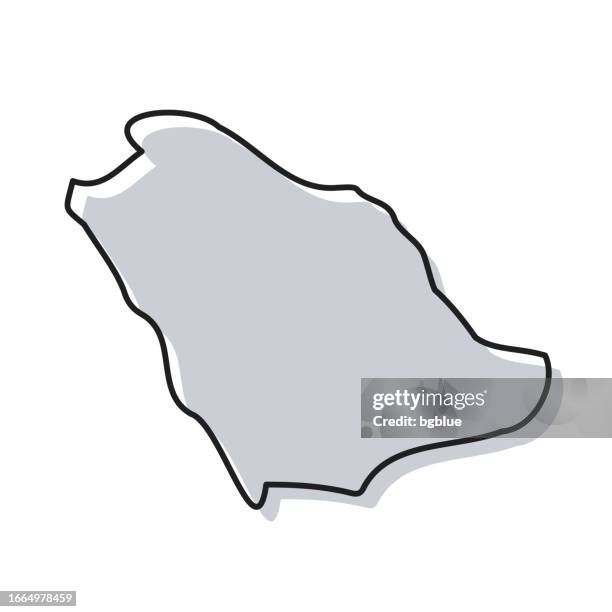 saudi arabia map hand drawn on white background - trendy design - riyadh stock illustrations