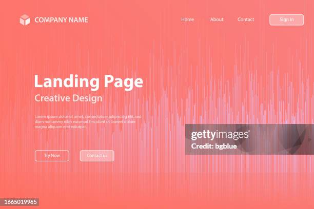 landing page template - abstract background with vertical lines and pink gradient - cool office stock illustrations