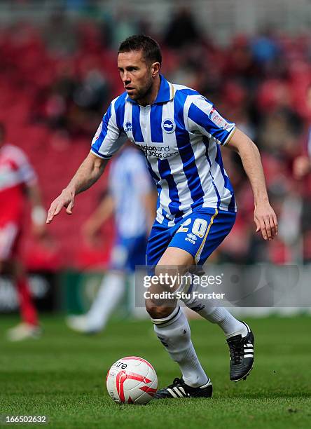 Brighton player Matthew Upson in action during the npower Championship match between Middlesbrough and Brighton & Hove Albion at Riverside Stadium on...