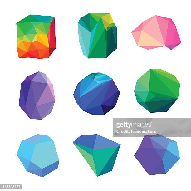 polygonal abstrakt set - kristalle stock-grafiken, -clipart, -cartoons und -symbole