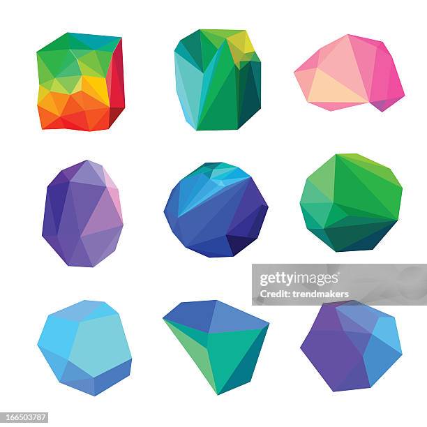 polygonal abstracts set - crystal stock illustrations