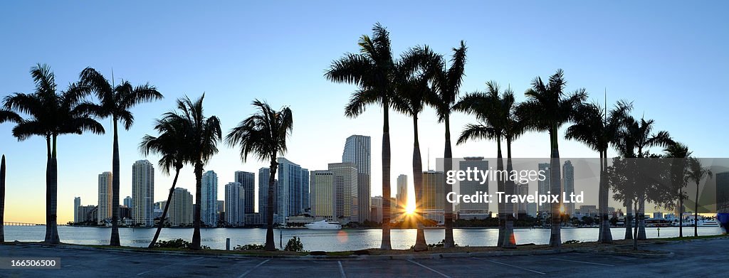 Miami skyline viewed over marina