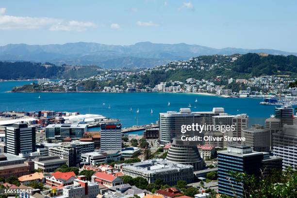 capital city - wellington new zealand harbour stock pictures, royalty-free photos & images