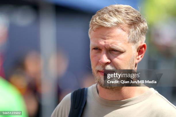 Kevin Magnussen of Denmark and MoneyGram Haas F1 Team arrives at the track during previews ahead of the F1 Grand Prix of Singapore at Marina Bay...