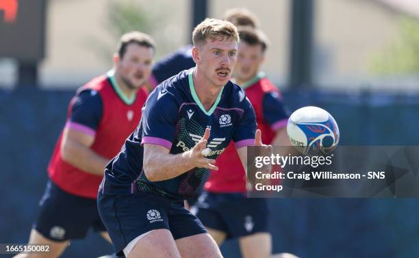 Ben Healy during Scotland community activity at Stade Nicois Rugby Club, on September 14 in Nice, France.