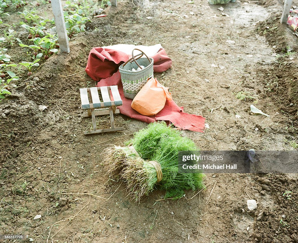 Produce growers kit on ground