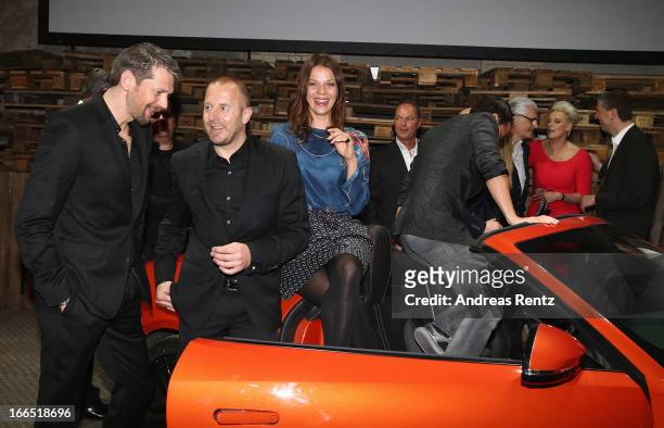 Kai Wiesinger, Heino Ferch and Jessica Schwarz attend the Jaguar F-Type short film 'The Key' Premiere at e-Werk on April 13, 2013 in Berlin, Germany.