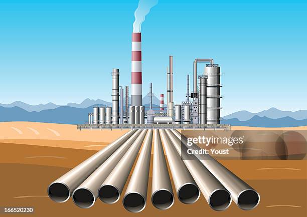 oil refinery pipes - pipe stock illustrations