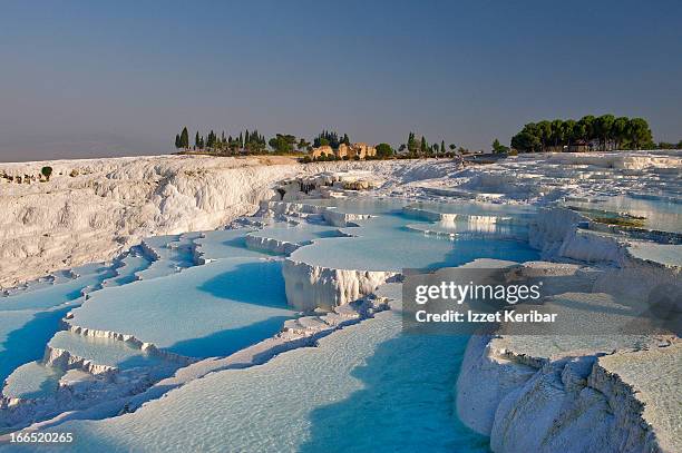 travertine terrace formations at pamukkale - pamukkale stock pictures, royalty-free photos & images