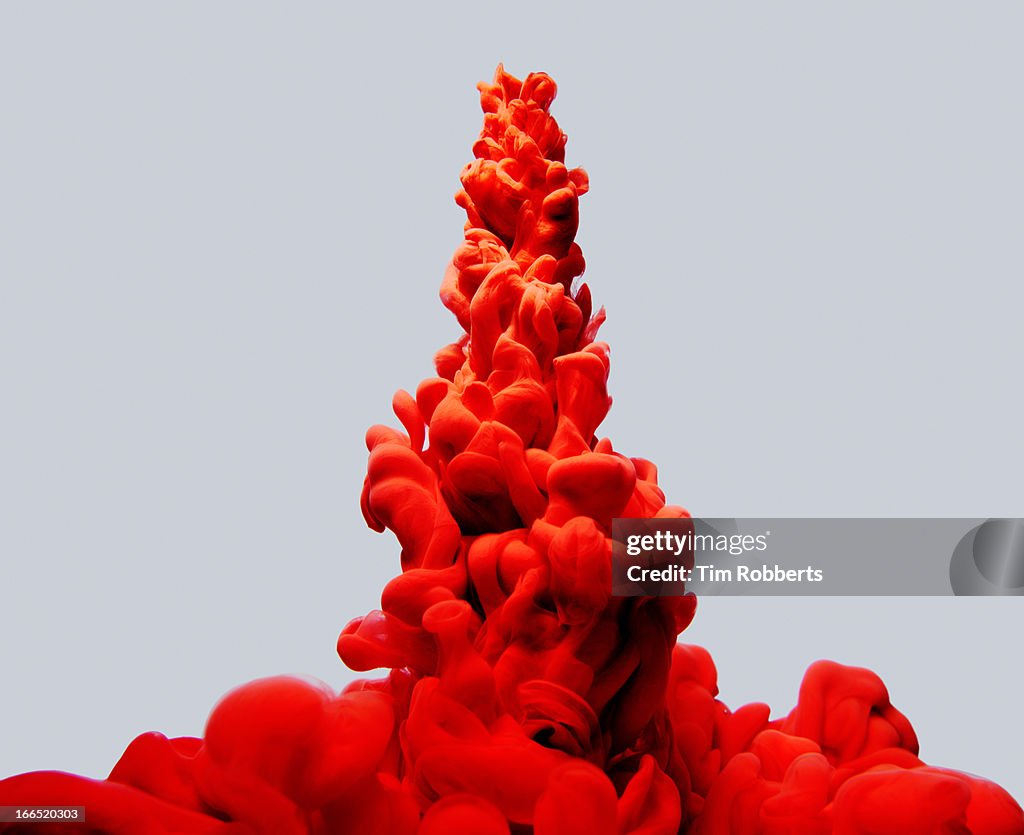 Red Paint tower in water.