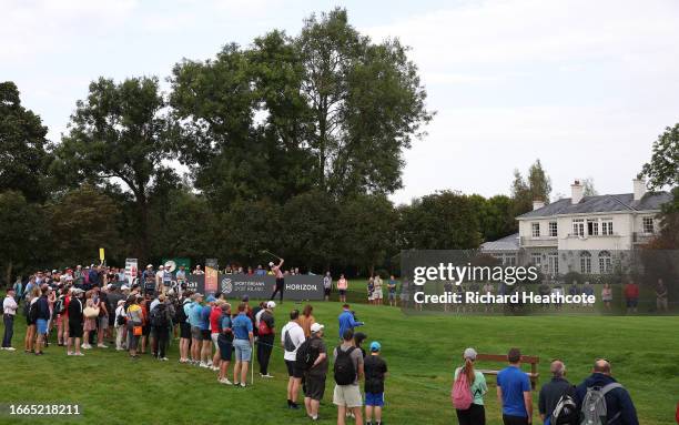 Adrian Meronk of Poland tees off on the 14th hole during Day One of the Horizon Irish Open at The K Club on September 07, 2023 in Straffan, Ireland.